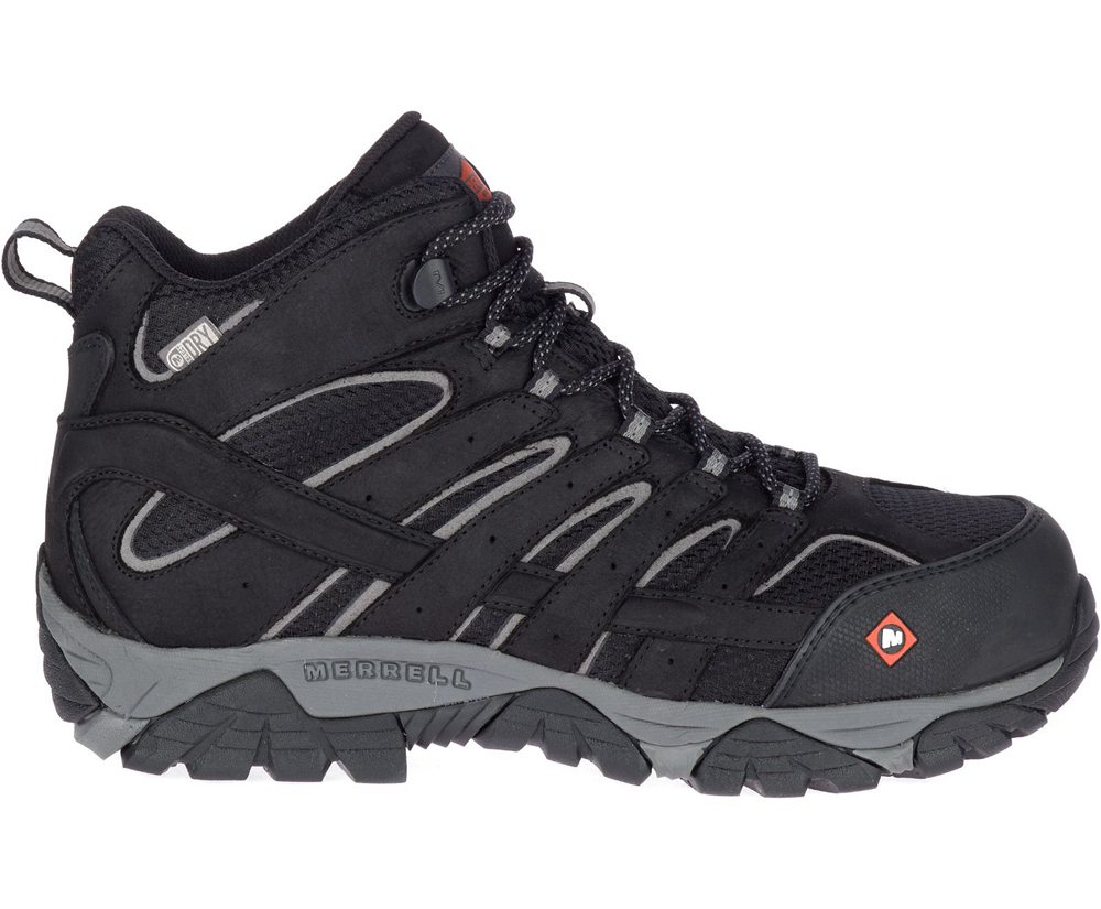 Merrell Boots Black - Moab Vertex Mid Waterproof Comp Toe Wide Width - Mens 64IHDSFJG